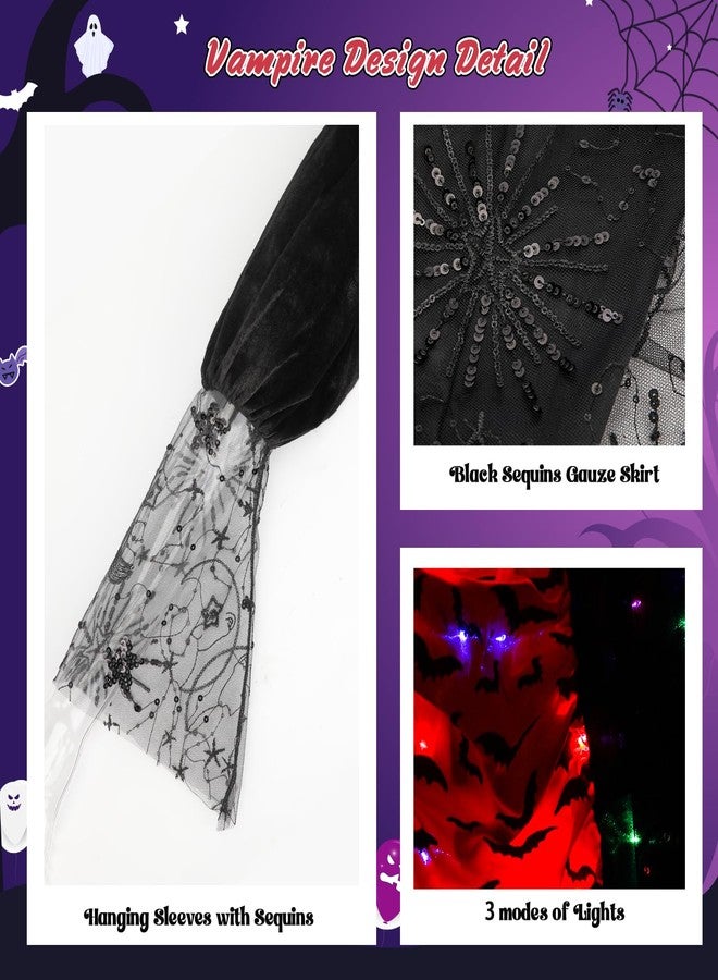 Meland Vampire Costume for Girls, Light up Halloween Costumes for Kids & Toodlers Aged 4-14 Years Old(S) - Image 3